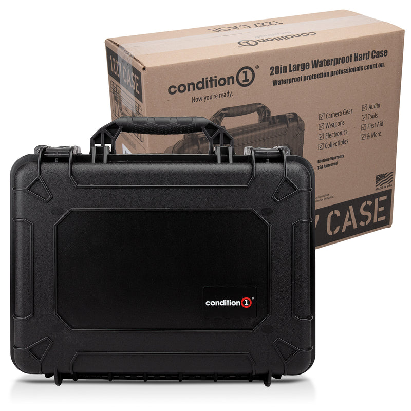 Condition 1 Waterproof Storage Hard Case, 20" Large, Black